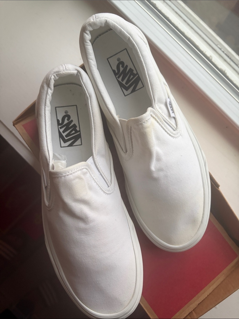 Vans White Canvas Slip-On Sneakers - Picture 8 of 9